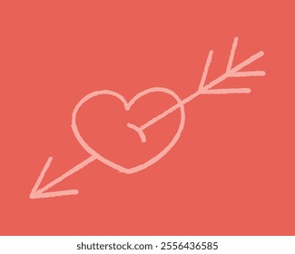 A heart pierced by an arrow color. Clip art hand draw illustration.