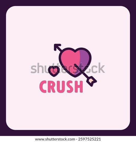 Heart pierced by arrow conveys the concept of having a crush feeling