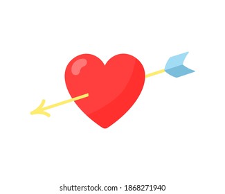 Heart pierced by an arrow flat icon, Valentine's Day and romantic, love sign. Vector illustration in flat style.