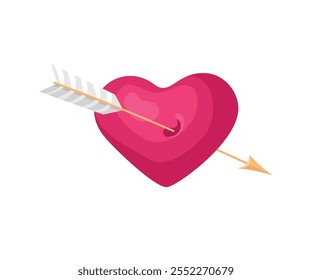 A heart pierced by an arrow. An illustration for Valentine's Day.