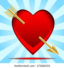 heart pierced by an arrow, postal to the day of saint Valentine, vector illustration