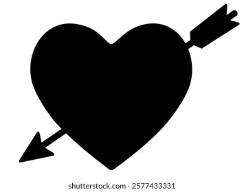 Heart pierced by an arrow symbol of love for Valentine's Day stencil for cutting and pastry - vector template for cutting. Design PYO, Cookie Stencil