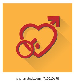 heart pierced by arrow in the symbol of the male
