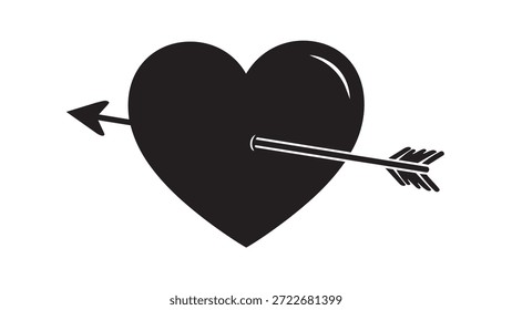 Heart pierced by an arrow, symbolizing love and passion