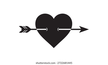 Heart pierced by an arrow, symbolizing love and passion