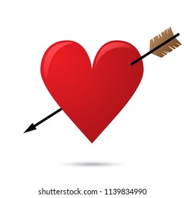 Heart pierced by an arrow. Vector illustration.