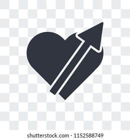 Heart pierced by an arrow vector icon isolated on transparent background, Heart pierced by an arrow logo concept