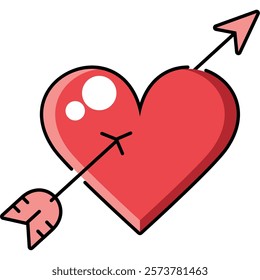 Heart Pierced by an Arrow Vector Isolated Colorful Icon Illustration