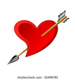 heart pierced by bow / vector illustration