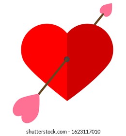 Heart pierced with Cupid's arrow. Icons with white background. Vector illustration