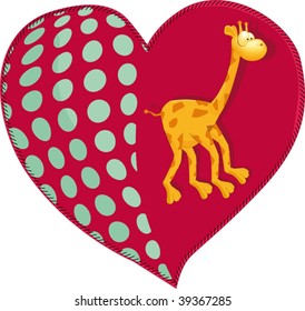 heart a pillow and a giraffe