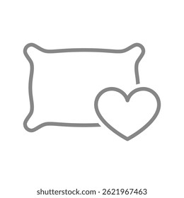 Heart pillow line icon. Humanitarian aid symbol. Vector illustration.