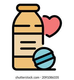 Herztabletten-Symbol. Umfassende Herzerkrankungen Vektorsymbol Farbe einzeln
