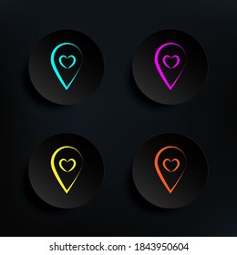 Heart in pin dark badge color set icon. Simple thin line, outline vector of wedding icons for ui and ux, website or mobile application