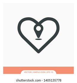 Heart pin location Icon Vector Illustration