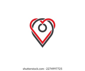 Símbolo de símbolo de signo de icono de logotipo de localización de clavija de corazón Diseño de elemento. Amor, Salud, Día de San Valentín, Logotipo Pinpoint. Plantilla de ilustración de vector