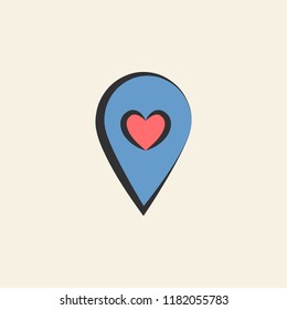 heart in pin sketch illustration. Element of colored wedding icon for mobile concept and web apps. Sketch style heart in pin icon can be used for web and mobile