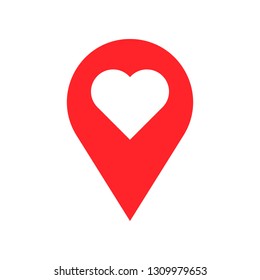 Heart pin vector illustration, Isolated flat design icon