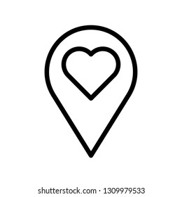 Heart pin vector illustration, line design icon editable outline