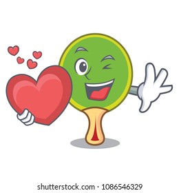 With heart ping pong racket mascot cartoon