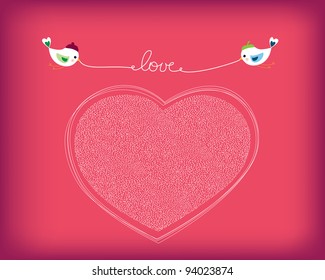 Heart. Pink background with birds