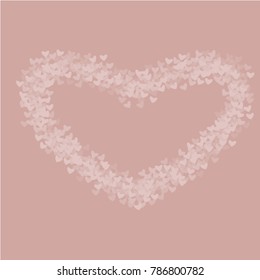 Heart pink background which consists of isolated elements. Modern style with beautiful elements in heart pink background.  Can be used as print, wallpaper, cards, valentine cards, logo, background 