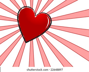heart with pink beams - vector image