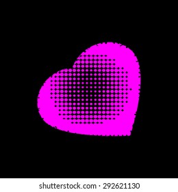Heart Pink. Black Background





