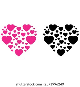 Heart pink and black color vector icon image,simple,minimalist and elegant design,isolated on white background,can be for decoration