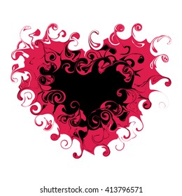 Heart pink and black with a vintage pattern. It can be used for greeting cards, invitations.
