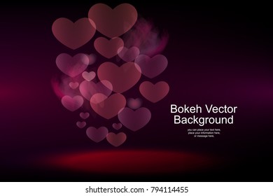 Heart pink bokeh background - Vector illustration