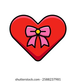 Heart with Pink Bow, Symbol of Love, Romance, and Affection for Valentine’s Day, Weddings, and Gift Giving