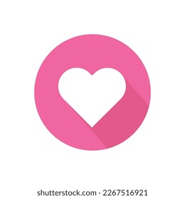 heart pink circle icon. Vector illustration.