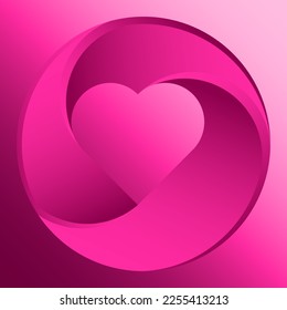 Heart Pink in Circle Vector Logo Icon