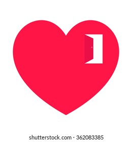 Heart pink creative illustration of a heart with an open door

