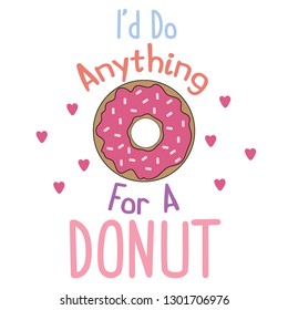 heart pink donut color text line girl tee illustration art vector 