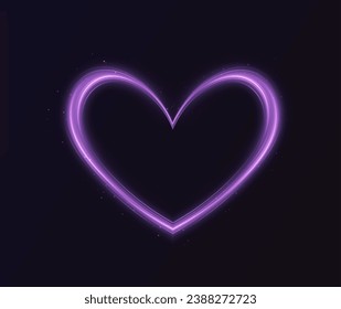  Heart pink with flashes isolated on transparent background. Light heart for holiday cards, banners, invitations. Heart-shaped blue wire glow. PNG vector
