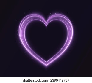  Heart pink with flashes isolated on transparent background. Light heart for holiday cards, banners, invitations. Heart-shaped blue wire glow. PNG vector