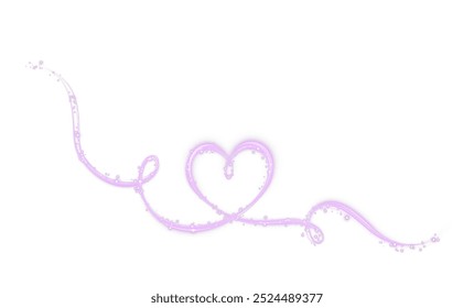 Heart pink with flashes isolated on white background. Light heart for holiday cards, banners, invitations. Heart-shaped pink wire glow. PNG image