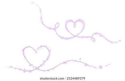 Heart pink with flashes isolated on white background. Light heart for holiday cards, banners, invitations. Heart-shaped pink wire glow. PNG image