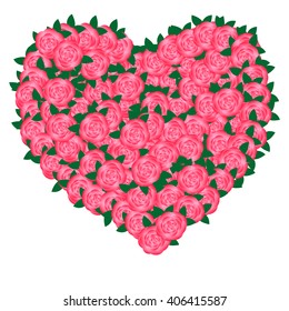 Heart of pink flowers
