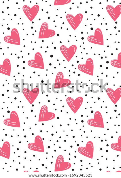 Heart Pink Patterns Heart White Backgrounds Stock Vector (Royalty Free ...