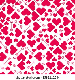 Heart pink seamless background, pattern - Valentines Day. 14 february wallpaper. Valentines Day backdrop. Vector illustration.