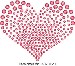 Heart of pink sequins on a white background
