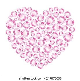 Heart of pink shiny diamonds