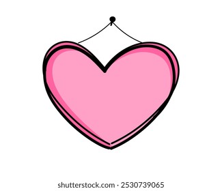 heart pink signboard hand drawn, sign board, placard hanging, shop door sign doodle blank