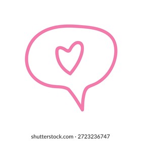 Coração na Bolha de Fala Rosa. Amor de conversa. Dia dos namorados. ilustração vetorial