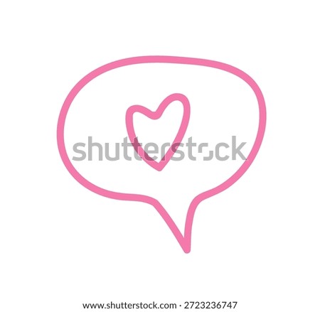 Heart in Pink Speech Bubble. Conversation love. Valentine day. vector illustration