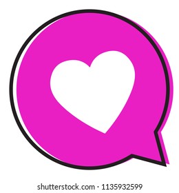 Heart in a pink speech bubble, vector love icon.