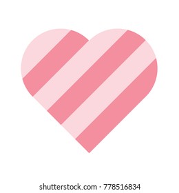 Heart of pink stripes. 3D effect. Symbol of love and Valentines Day on 14th of February. Vector illustration.